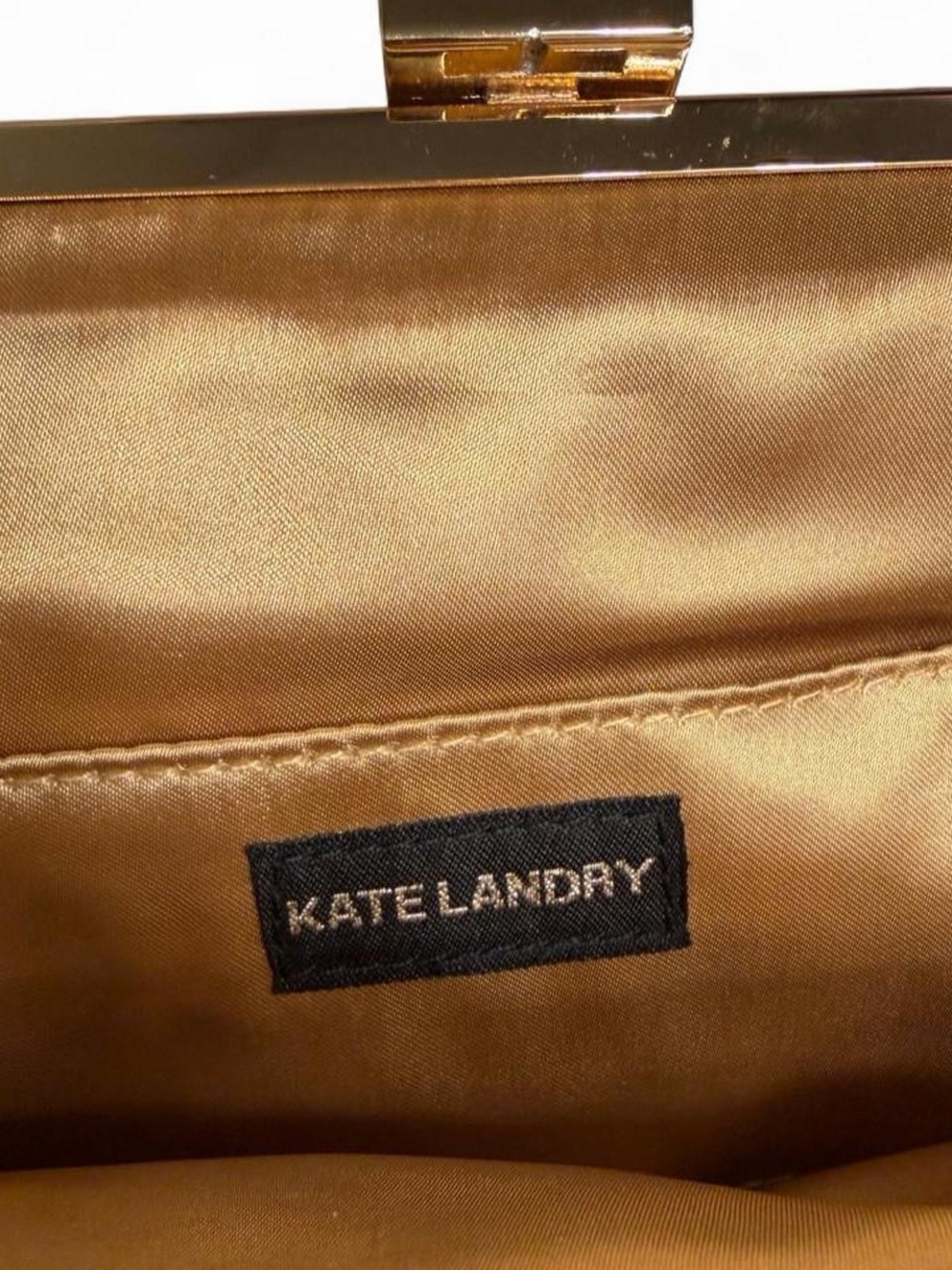 Kate Landry Champagne Gold Pleated Metallic Evening Clutch Bag - Picture 4 of 9